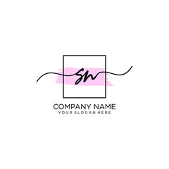 SN initial Handwriting logo vector template