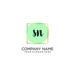 SN initial Handwriting logo vector template