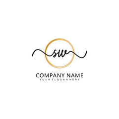 SW initial Handwriting logo vector template