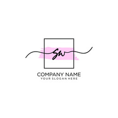 SW initial Handwriting logo vector template