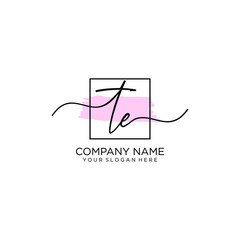 TE initial Handwriting logo vector template