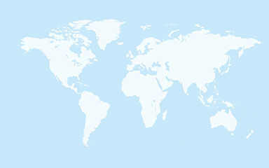 Fototapeta na wymiar simple world map, light blue background 1