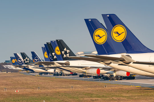 Lufthansa Airplanes Grounded At Frankfurt