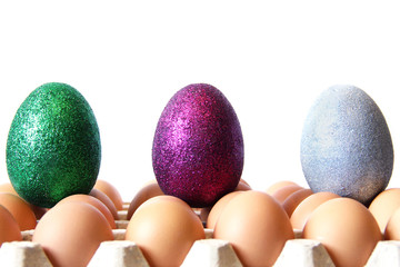 Colored egg. Beautiful eggs. Eggs on a white background. food