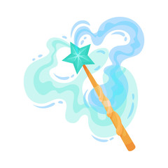 Fairy Stick with Sparkling Glow for Magic Enchantment Vector Illustration