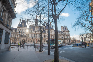 Fototapeta na wymiar City Hall Hotel de Ville in the center of Paris.