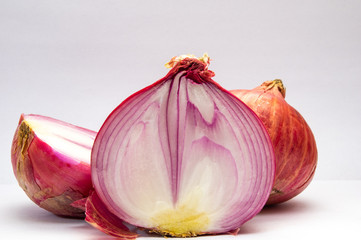 Cut Onion on White Background