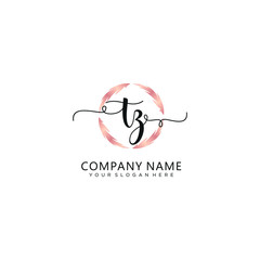 TZ initial Handwriting logo vector template