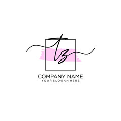 TZ initial Handwriting logo vector template
