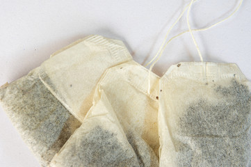 Three Tea Bags on White
