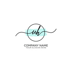 UH initial Handwriting logo vector template