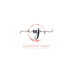 UJ initial Handwriting logo vector template