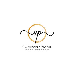 UP initial Handwriting logo vector template
