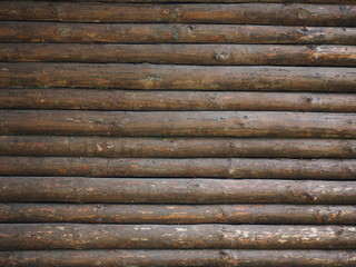 round log wall of a house