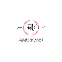 UT initial Handwriting logo vector template