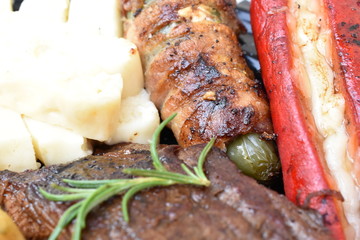 Carne asada y chile relleno