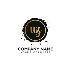 UZ initial Handwriting logo vector template