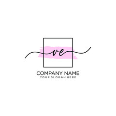 Obraz premium VE initial Handwriting logo vector template