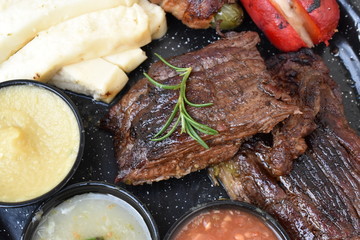 Carne asada y salchicha