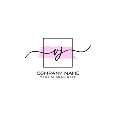 VJ initial Handwriting logo vector template