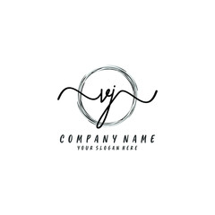 VJ initial Handwriting logo vector template