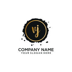VJ initial Handwriting logo vector template