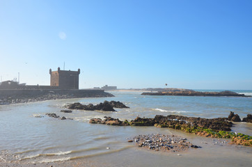 Beautiful Island fortress in front of the port of Essaouira, Morocco