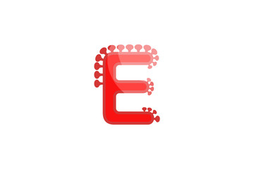 e letter red coronavirus floral font covid vector design element