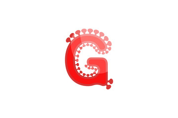 g letter red coronavirus floral font covid vector design element