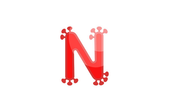 n letter red coronavirus floral font covid vector design element