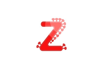 z letter red coronavirus floral font covid vector design element