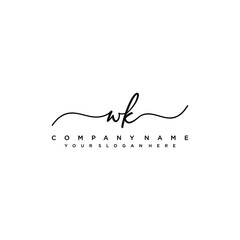 WK initial Handwriting logo vector template