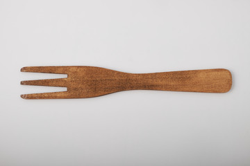 Top view Wooden spoon isolated on white background clipping path.