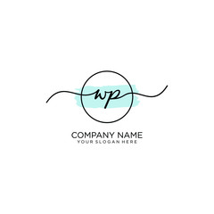 WP initial Handwriting logo vector template