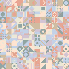 Retro pattern of different shapes. Colorful vector mosaic backdrop. Geometric hipster retro background