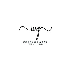 WQ initial Handwriting logo vector template