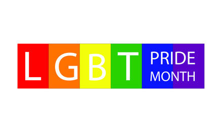LGBT pride month banner isolated on white background, lgbt is a community of lesbian, gay, bisexuals and transgender 