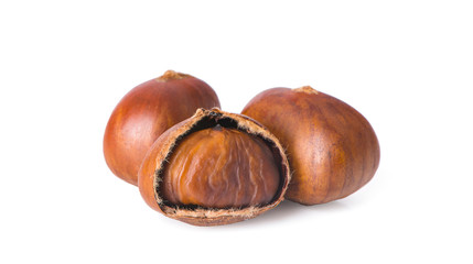 Chestnut an Isolated roasted sweet chestnuts on white background