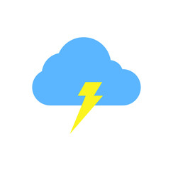 weather forecast icon isolated on white background, cloud thunderbolt icon created from illustration