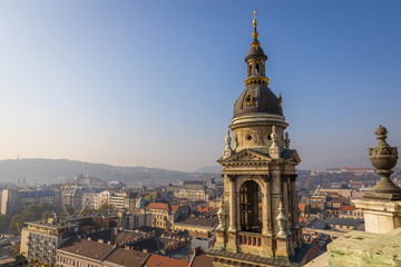 Rooftop view. from St Stephen Basilica in Budapest city center, Hungary