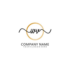 WV initial Handwriting logo vector template