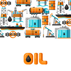 Background design with oil and petrol icons.