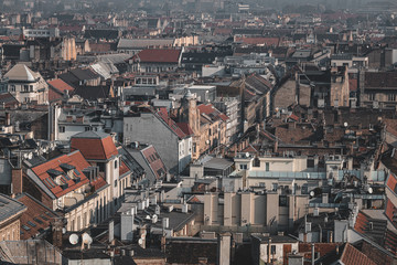 Fototapeta premium Budapest city center rooftop vintage view from observation deck, Hungary