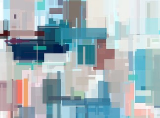 Bright mixed media contemporary painting, oil on canvas and computer graphic. Digital art background illustration. Surreal artwork in geometric style and dark accents