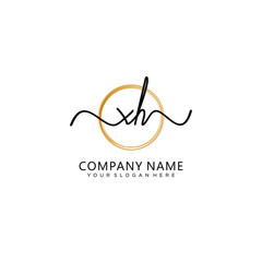 Obraz premium XH initial Handwriting logo vector template