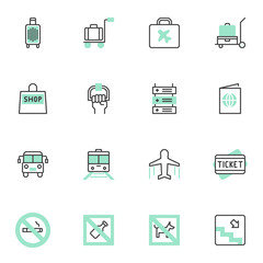 Travel and journey filled outline icons set, line vector symbol collection, linear colorful pictogram pack. Signs logo illustration, Set includes icons as bus, train, plane, ticket, pass, document