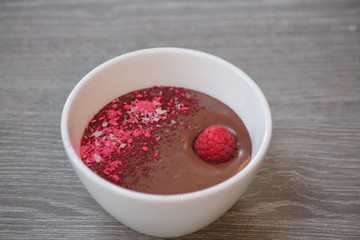 Chocolate mousse with red berries