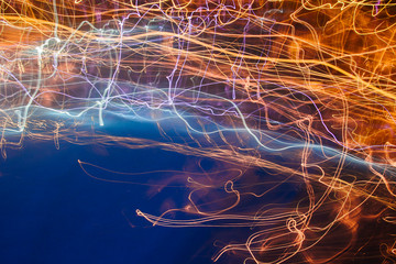 abstract lights with fractals and blue background