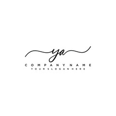 YA initial Handwriting logo vector template