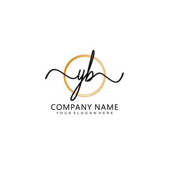 YB initial Handwriting logo vector template